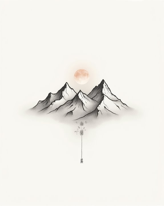 minimalist mountain silhouette tattoos