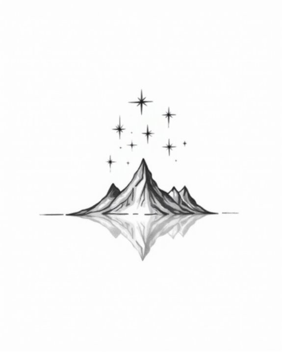 minimalist mountain star tattoo
