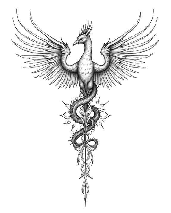 minimalist mythological creature tattoos