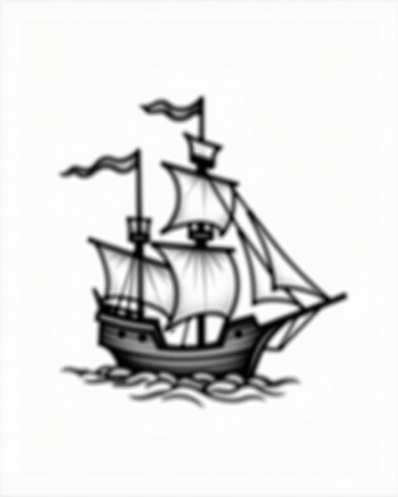 minimalist nautical ship tattoo
