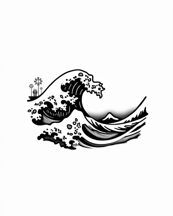 minimalist ocean wave artwork
