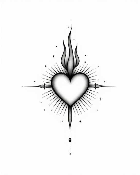 minimalist sacred heart dot tattoos