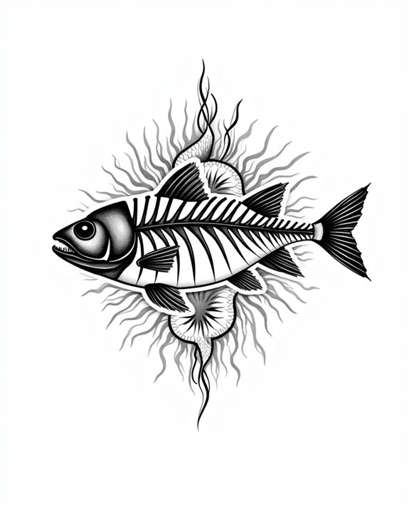 minimalist skeletal fish design