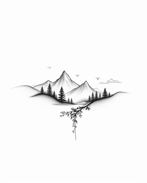 minimalist symmetrical mountain design