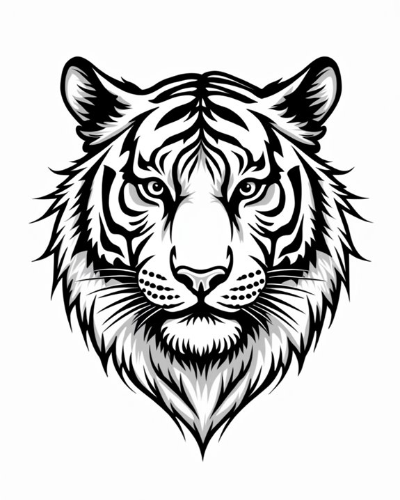 minimalist tiger portrait elegance