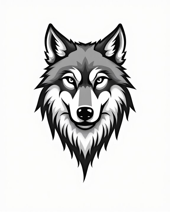 minimalist wolf emblem tattoo