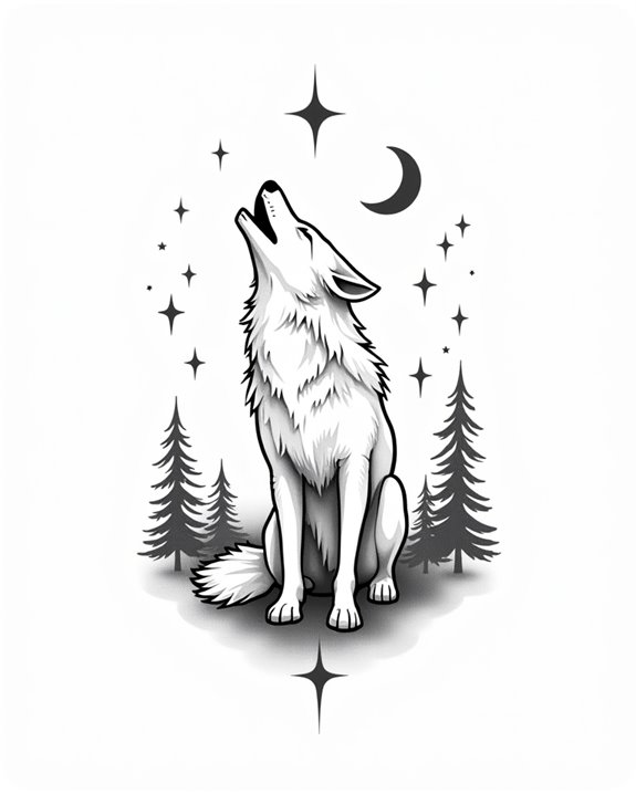 minimalist wolf moon silhouette