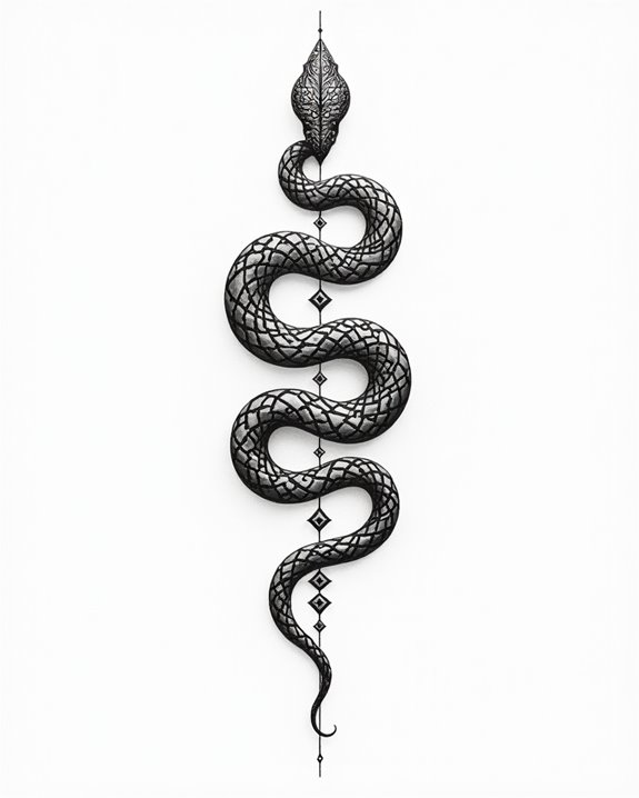 modern abstract snake tattoo