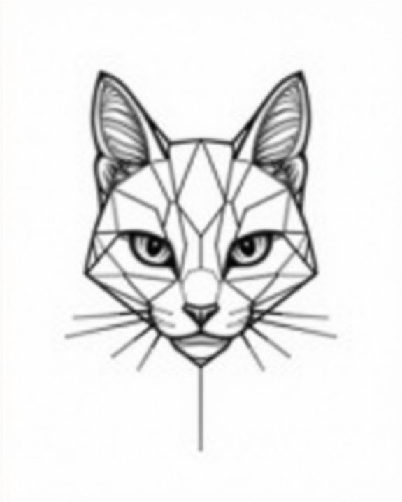 modern geometric feline tattoos