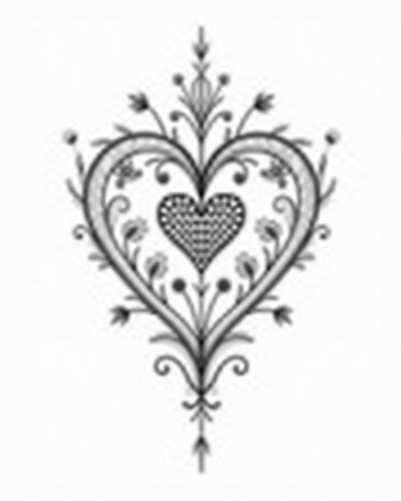 modern geometric heart tattoo