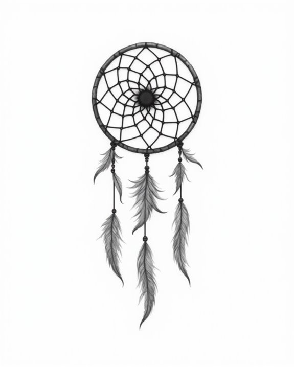 modern minimalist dreamcatcher tattoo