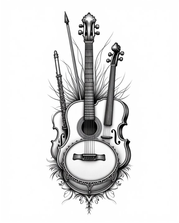 musical instrument tattoo artistry