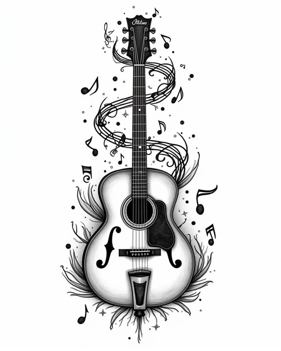 musical notes enhance guitar