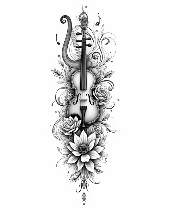 musical notes instruments tattoos