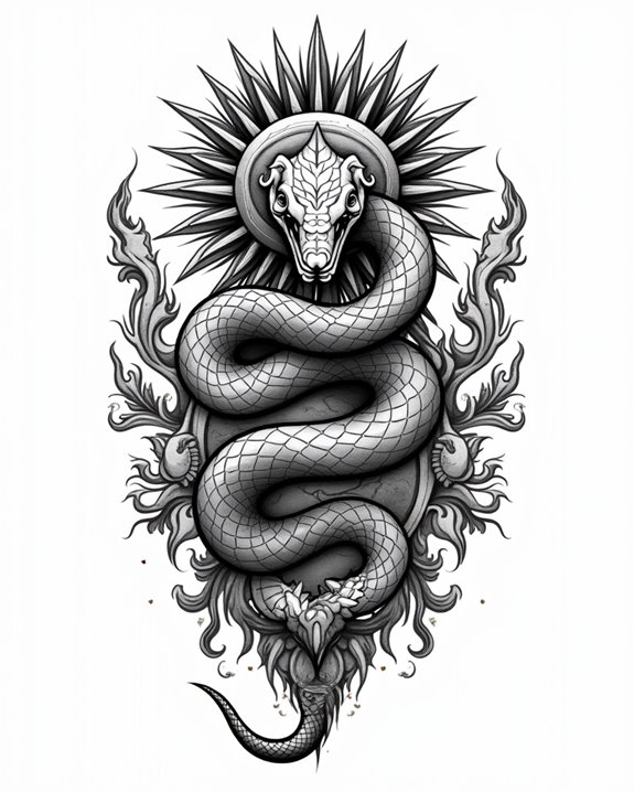 mystic snakes with celestial symbols