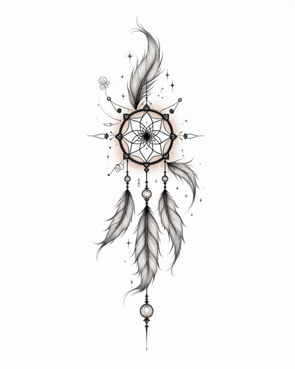 mystical feather dreamcatcher tattoos