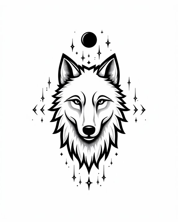 mystical wolf moon scene