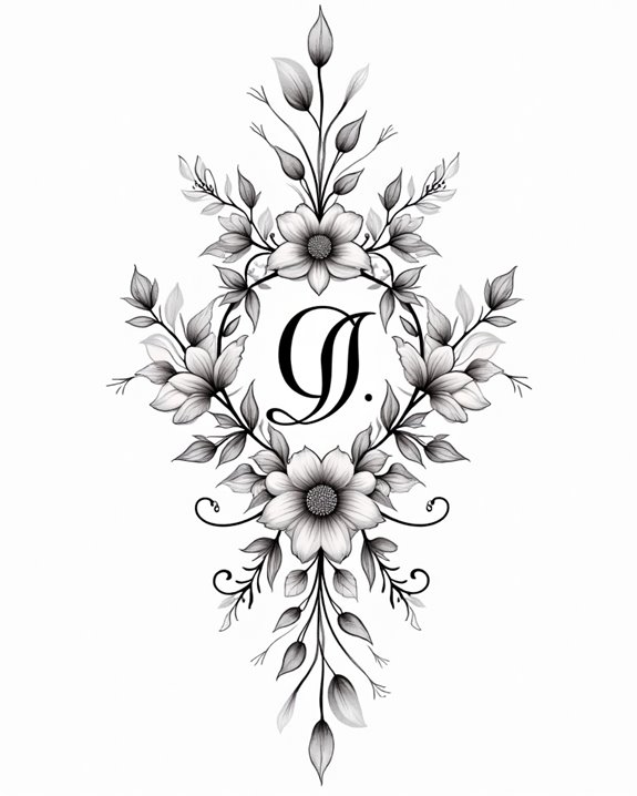 nature inspired initial embellishments