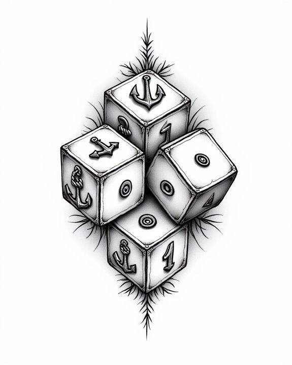 nautical anchor dice tattoos