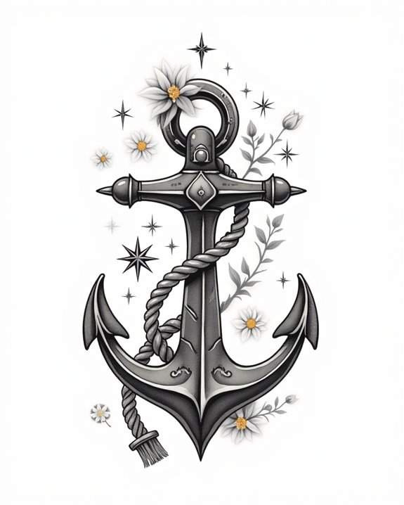 nautical anchor with rope