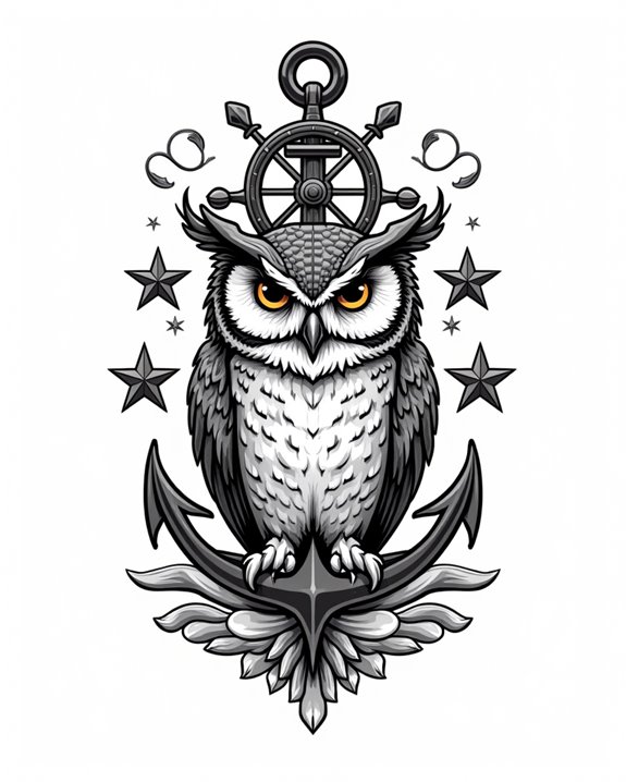 nautical owl tattoo symbols