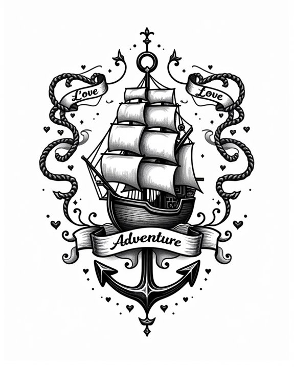 nautical ship with heart