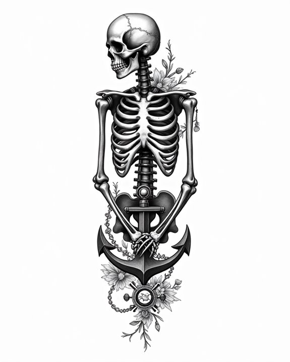 nautical skeleton anchor symbol