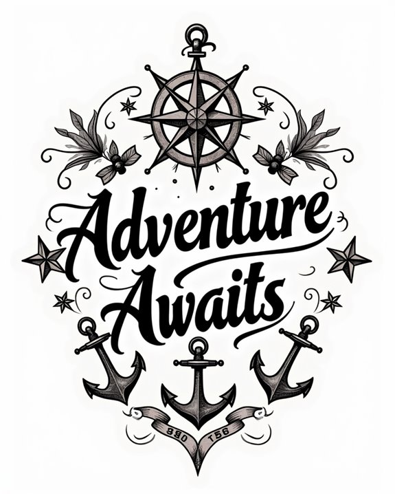 nautical star script tattoos
