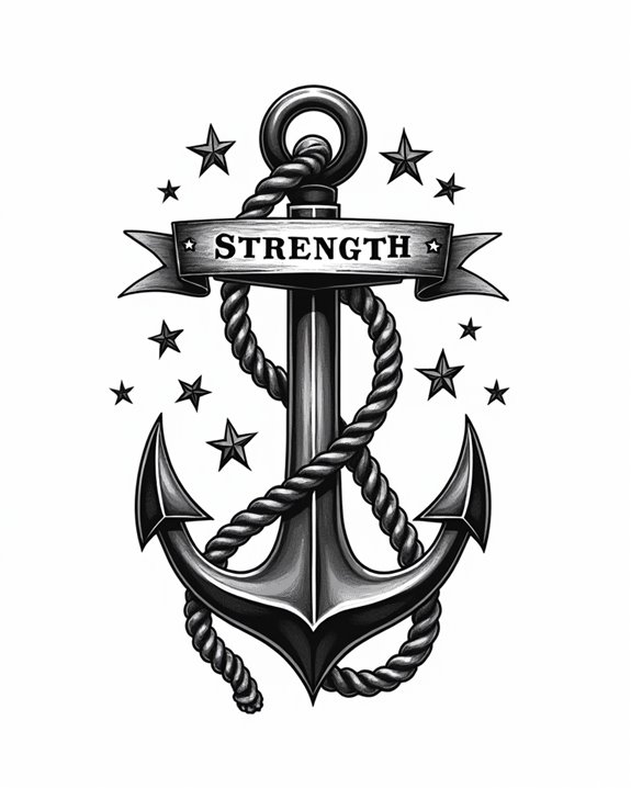 navy anchor with rope