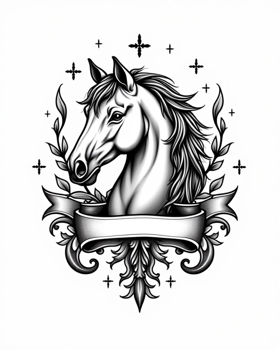 nostalgic horse banner tattoos