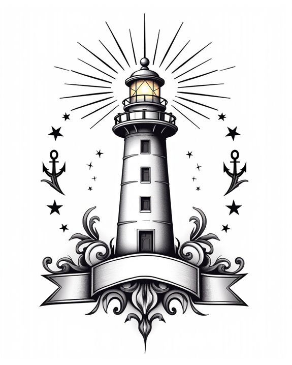 nostalgic maritime lighthouse tattoo