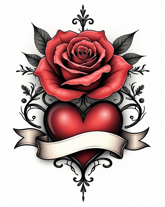 old school rose heart symbol