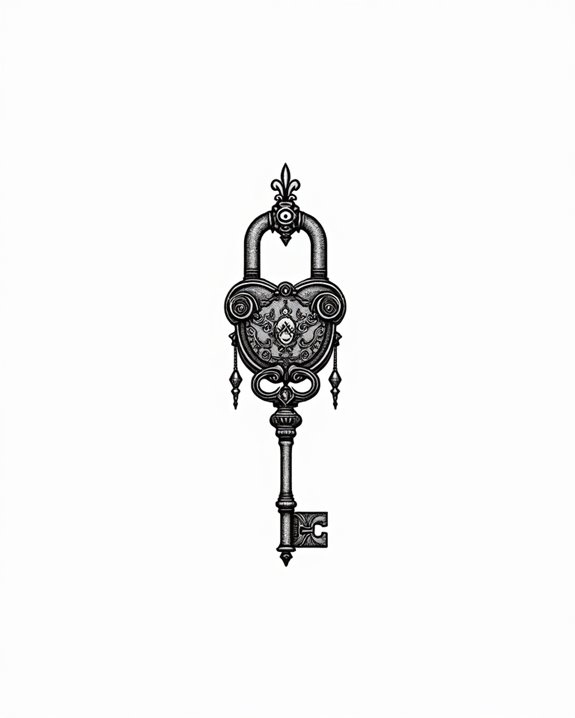 ornate filigree key tattoo