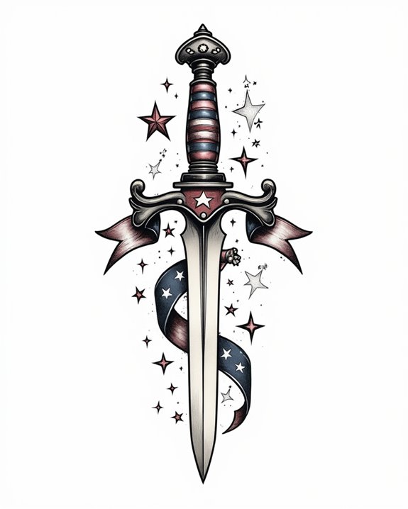 patriotic flag dagger design