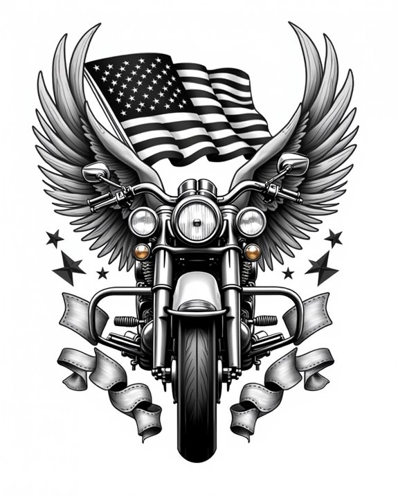 patriotic motorcycle tattoo tribute