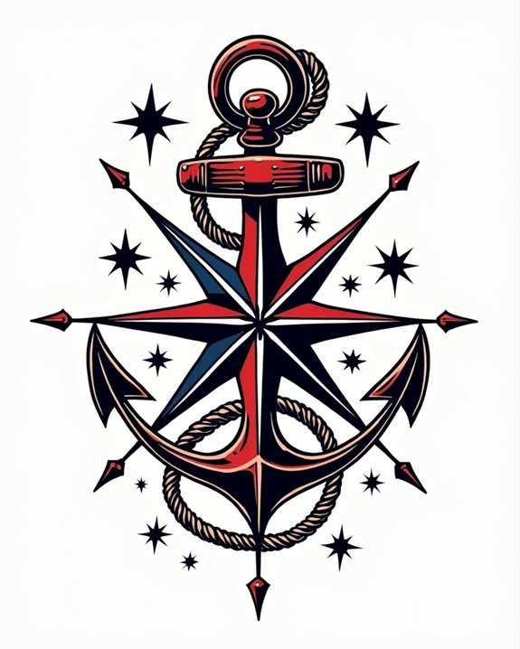 patriotic nautical anchor tattoo