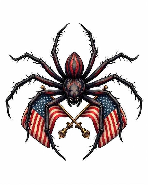 patriotic spider crossed flags