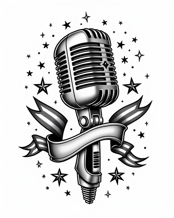 patriotic vintage microphone tattoo