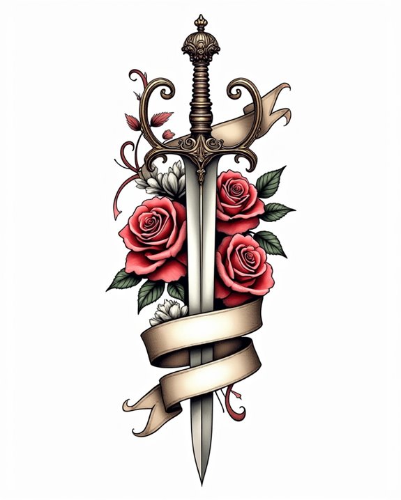 personalized dagger name tattoo