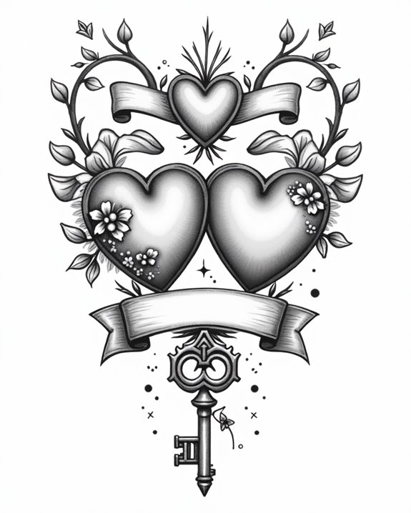 personalized heart locket tattoo