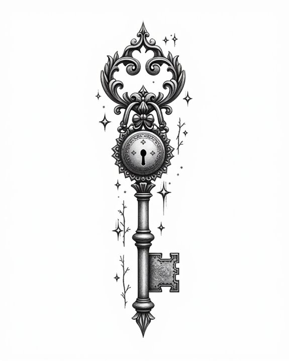 personalized vintage key tattoo