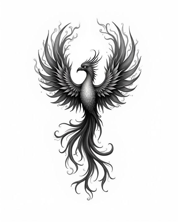 phoenix rebirth with fiery colors