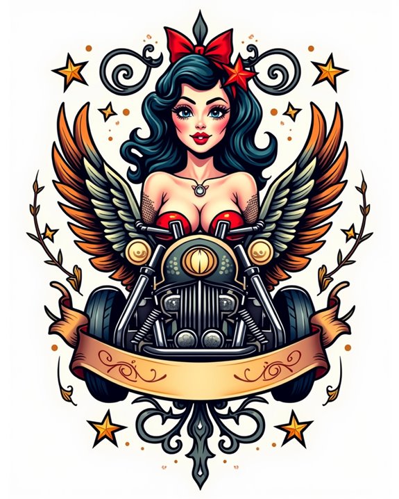 pinup motorcycles rebellious art