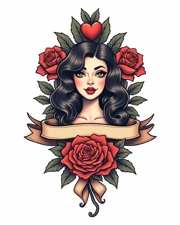 pinup rose heart art