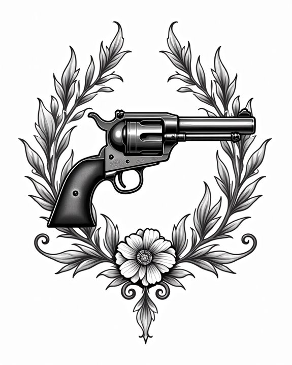 playful cartoon pistol tattoo