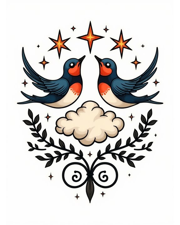playful colorful bird motifs