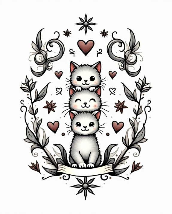 playful feline pinup tattoos