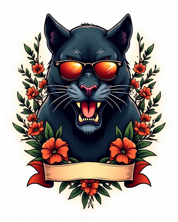 playful fierce panther tattoo