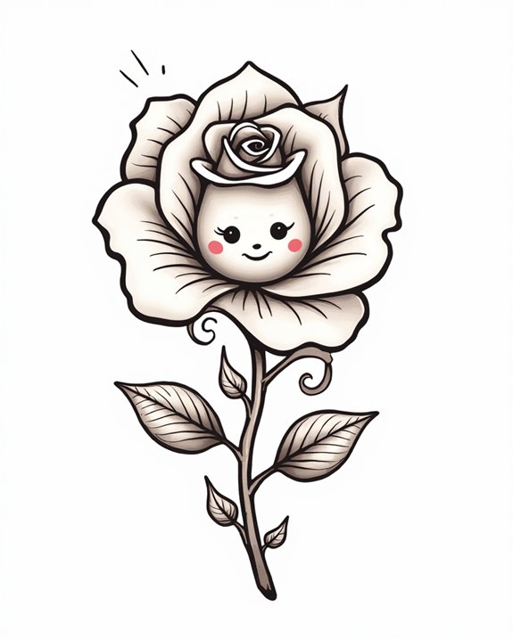 playful vintage floral tattoo
