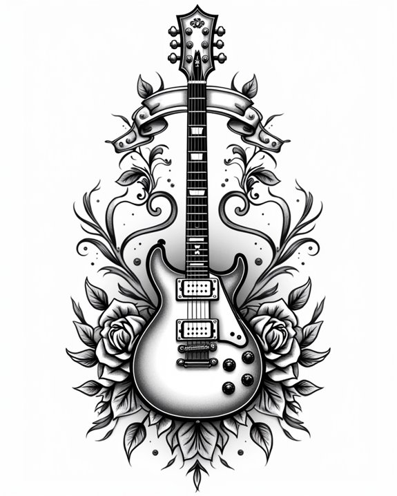 psychedelic guitar ink